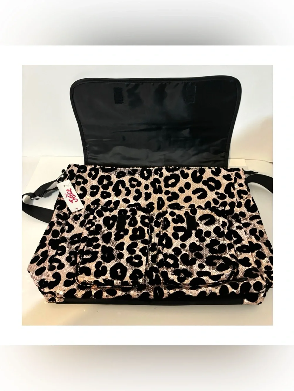Justice Messenger Bag Chetah Sequin Adjustable Strap School Bag New with Tag